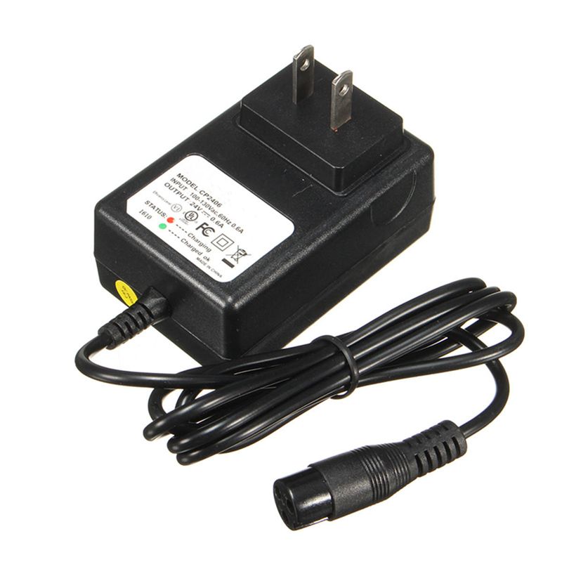 24V 0.6A 3 Prong Battery Charger For Razor E100 E125 E500S PR200