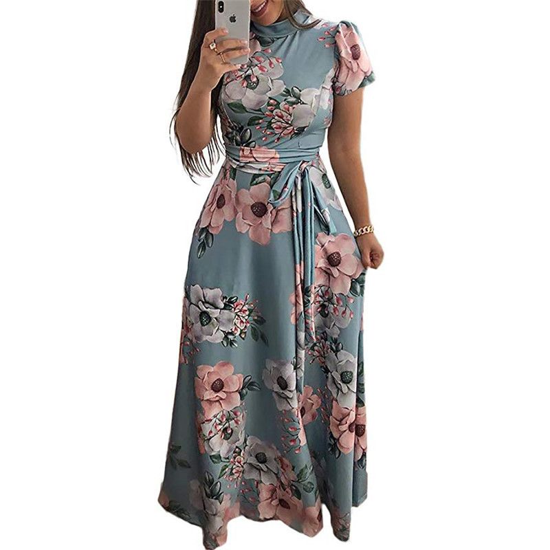 Uitgelezene Vrouwen Lange Maxi Jurk 2019 Zomer Bloemenprint Boho Stijl Strand OF-37