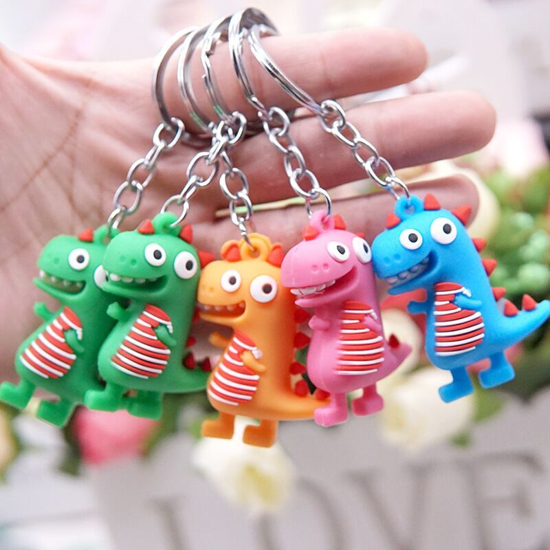 Cartoon Dinosaur Keychain Cute Animal Colorful Dinosaur Key Chain PVC ...