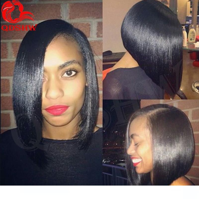 U Part Bob Wig Human Hair Straight Brazilian Glueless Virgin Hair