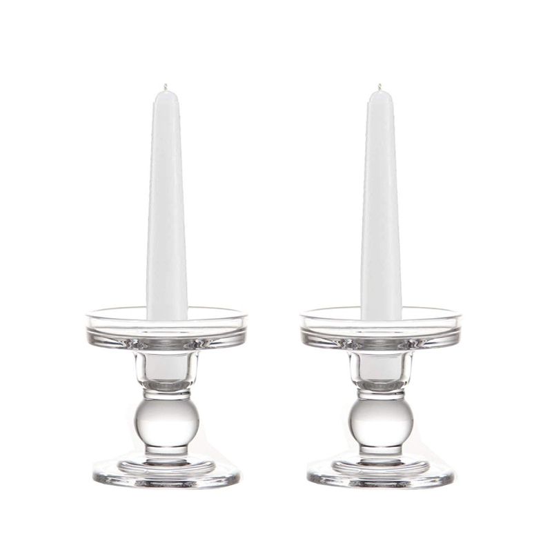 Clear Glass Pillar Candle Holder, Dual Use Taper Candle Stand For Pillar Or Taper Candlesticks 2