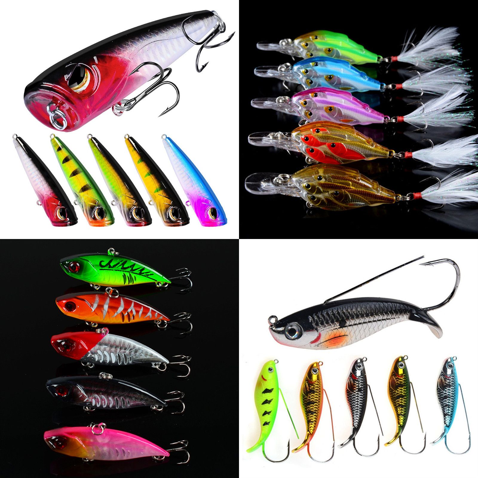2020 Mixed 3.8 21.2g Plastic Hard Baits & Lures 10/8/6/4 Hook Fishing