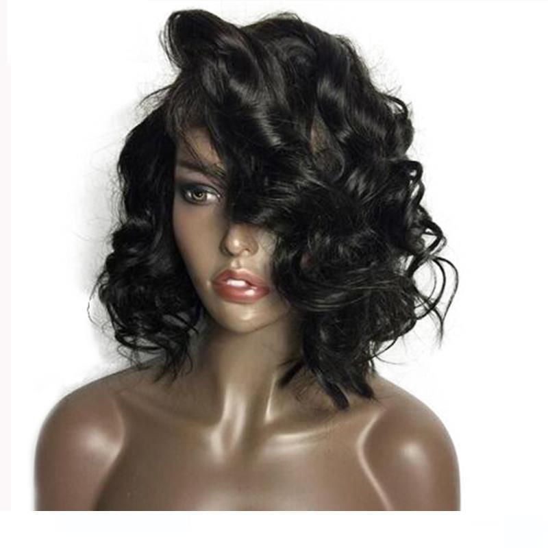 Short Loose Wave Wigs With Side Bangs Virgin Brazilian 100 Human