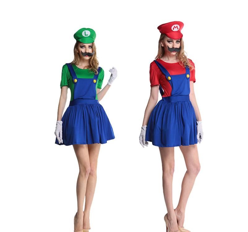 Hat Womens Super Mario Luigi Brothers Plumber Fancy Dress Up Party Costume
