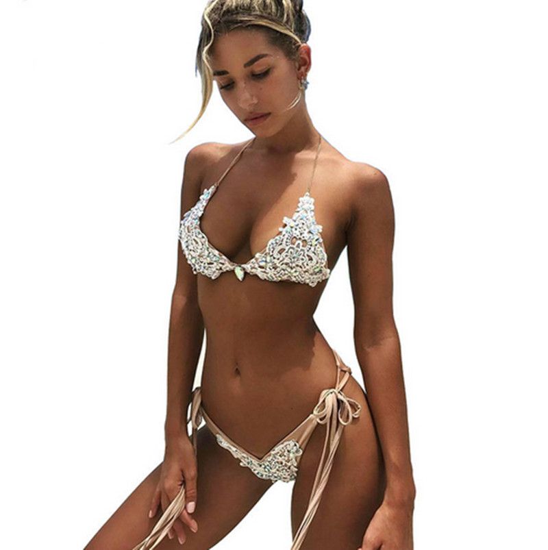 Bandage Lace Bikini Set Sexy Women 18 New Summer Crystal Swimwear Push Up Bra Bathing Suit Vintage Monokini Beachwear Swimsuit 0w1h From Wg7900 15 84 Dhgate Com