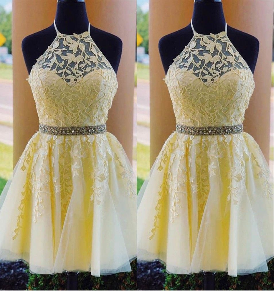 light yellow graduation dress