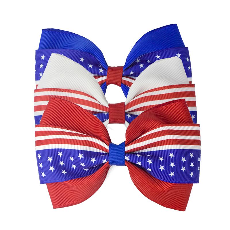 4 Inch Hair Accessories 4th Of July Flag Hair Bows For Girls With