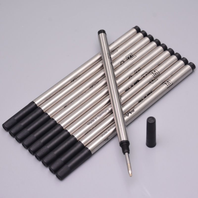 free high quality logo pen 10 x STANDARD ROLLERBALL refills blue or black ink