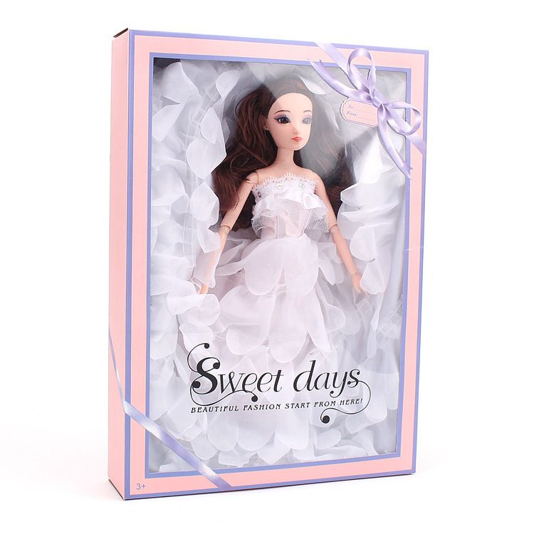 social Transparentemente Terminología Muñeca Barbie Cola blanca Vestido de novia Vestido Traje Caja de regalo Una  muñeca Ropa Decora