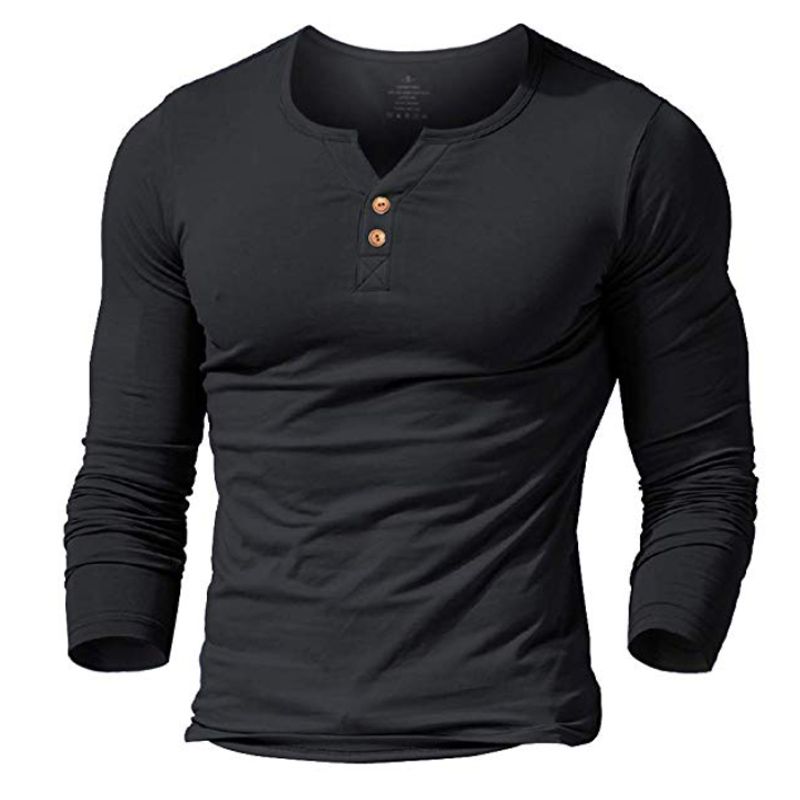 MUSCLE ALIVE Mens Henley Tshirt Fitted ...