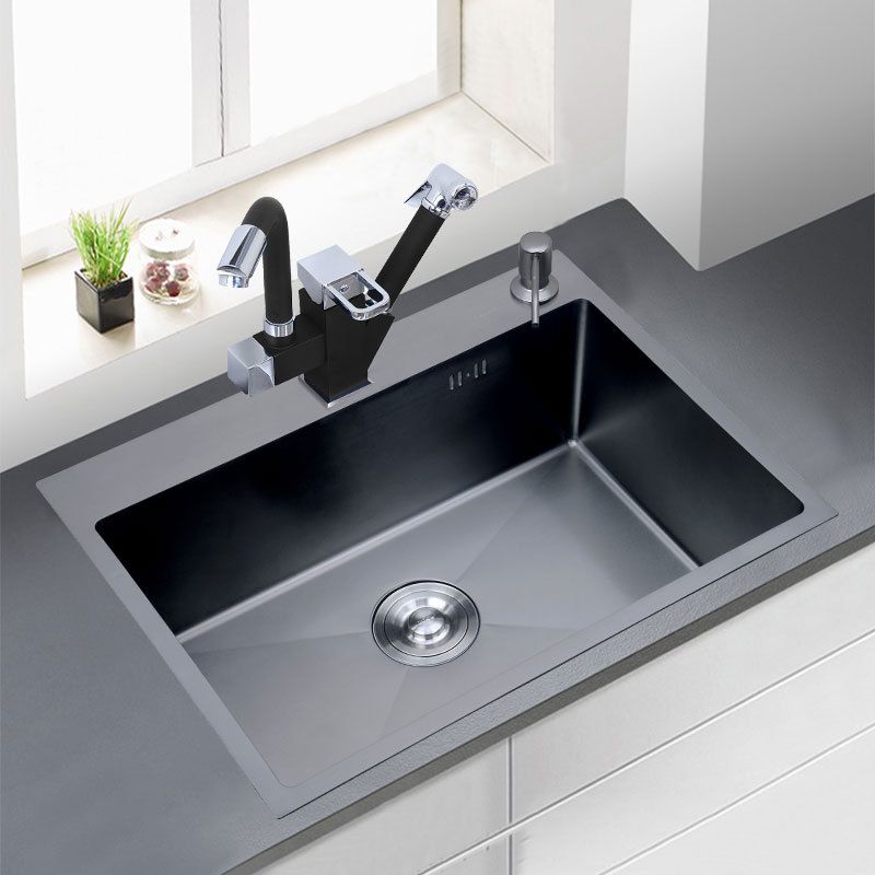 2019 304 Stainless Steel Black Thickened Brushed Manual Sink