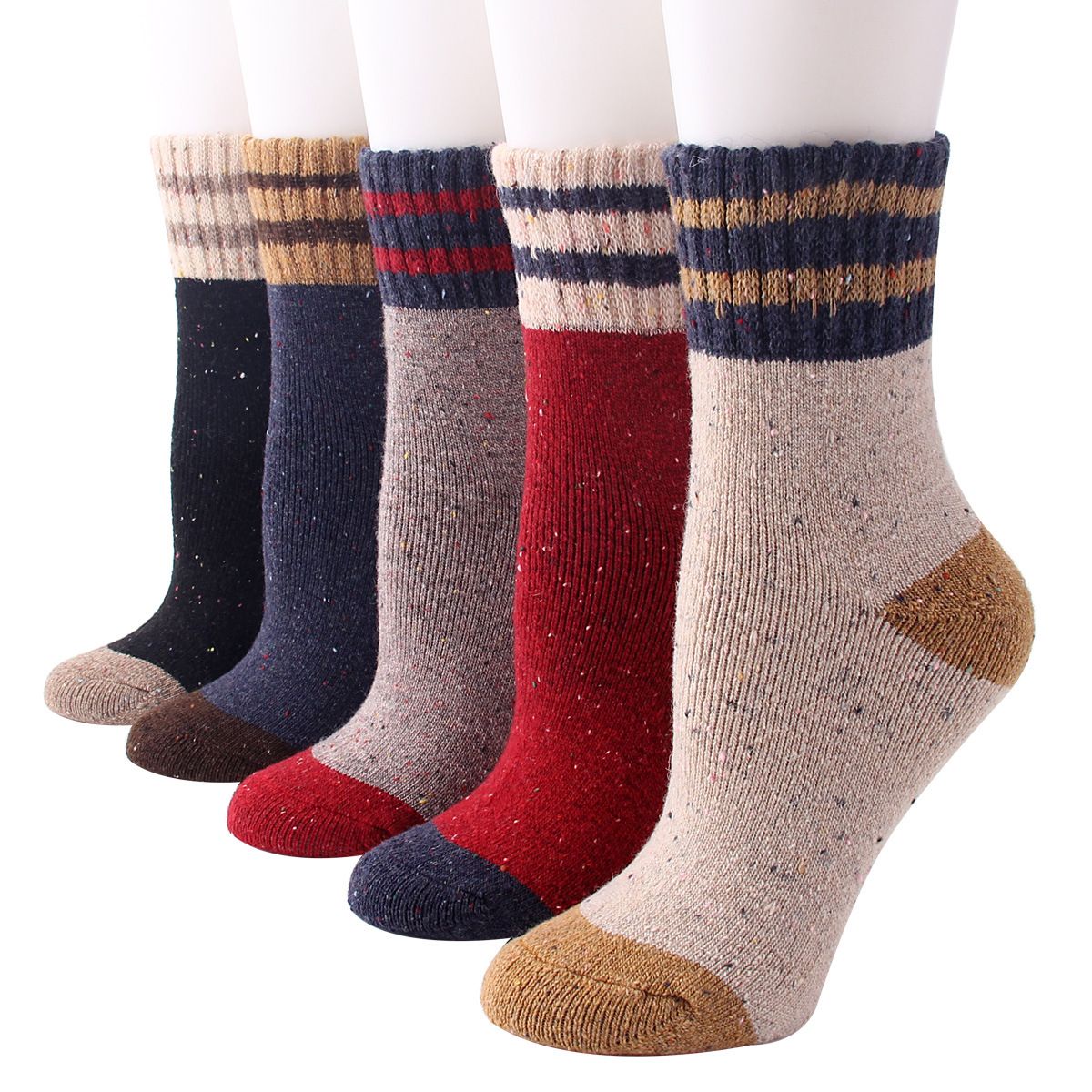 Cozy Women's Winter Socks - Soft Wool Blend, Non-Slip Grippers, Colorful Patterns