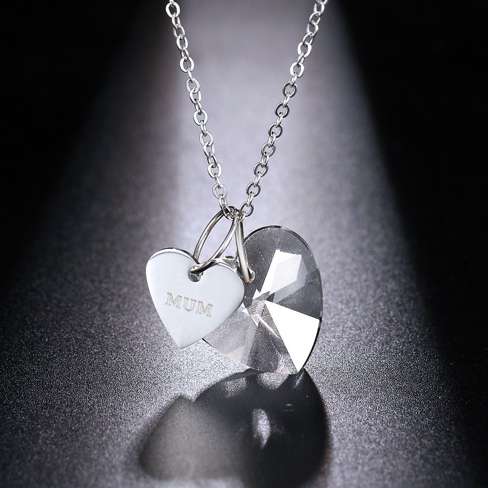 Acquista Collana Con Cuore Di Cristallo Di Marca Mamma Amore Donna Festa Della Mamma 925 Collana In Argento Con Cuore Di Zircone Gioielli Da Donna A 1 05 Dal Atopstore Dhgate Com