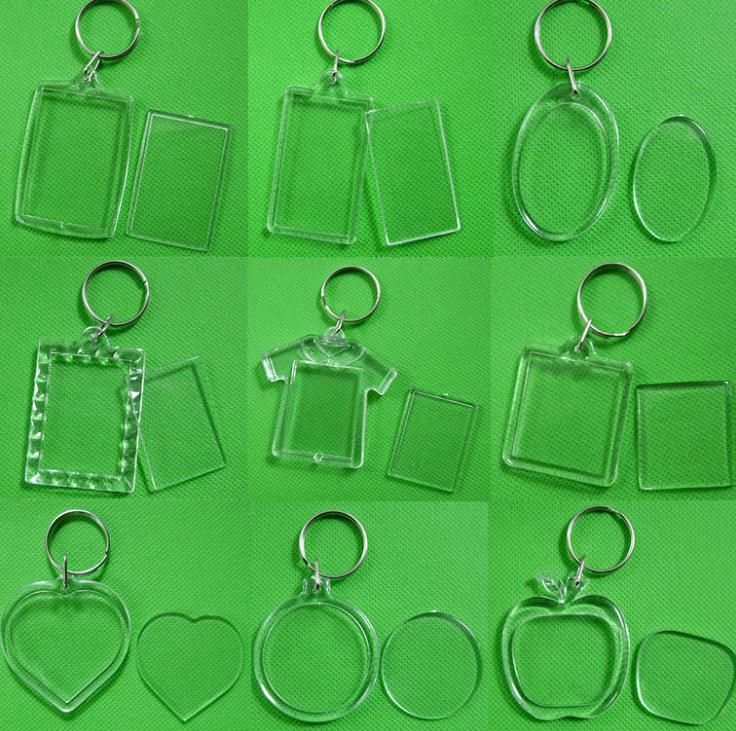 Clear Acrylic Plastic Blank Keyrings Insert Passport Photo Frame Keychain Picture Frame Keyrings
