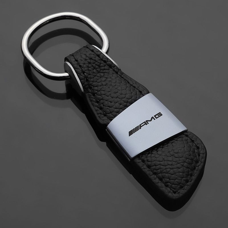 Leather and metal keyring Sport Line with logo MB