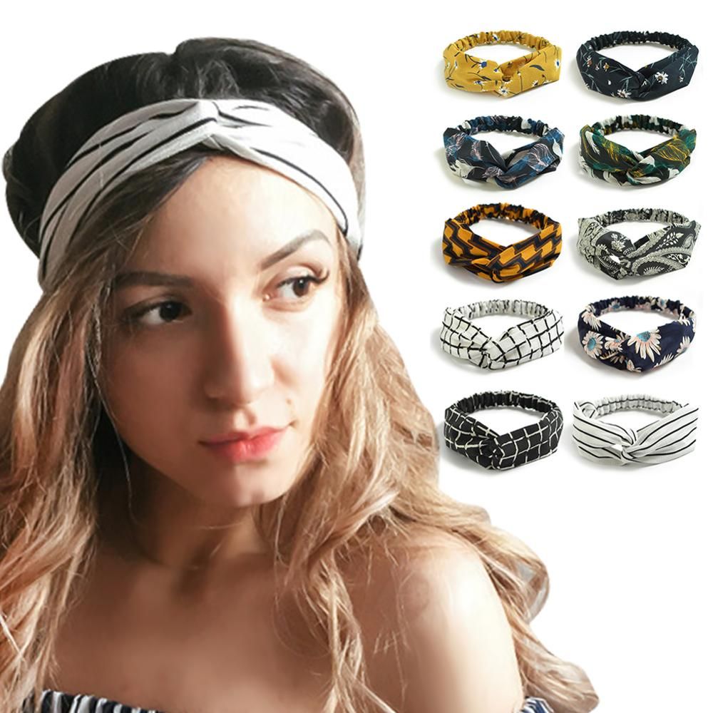 New Cute Knot Plastic Hairbands Headbands For Women Girls Fabric Floral