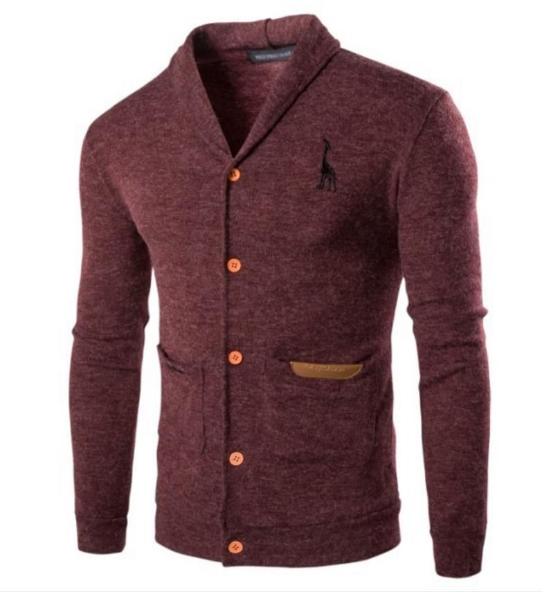 2020 Deer Sweater Sweatshirt Hoodie Men Cardigan Long Sleeve Single Breasted Solid Color 