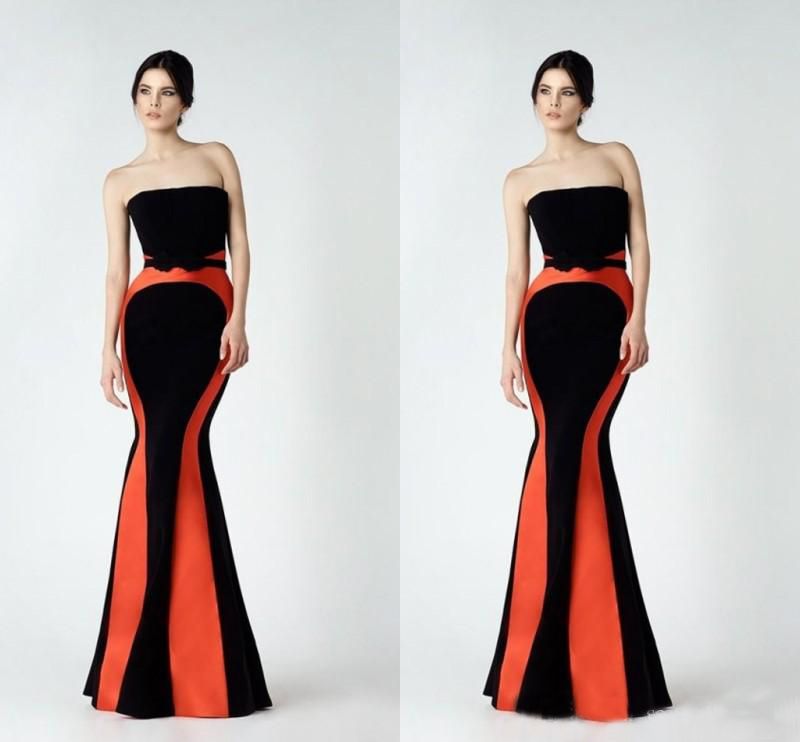 black and orange gown