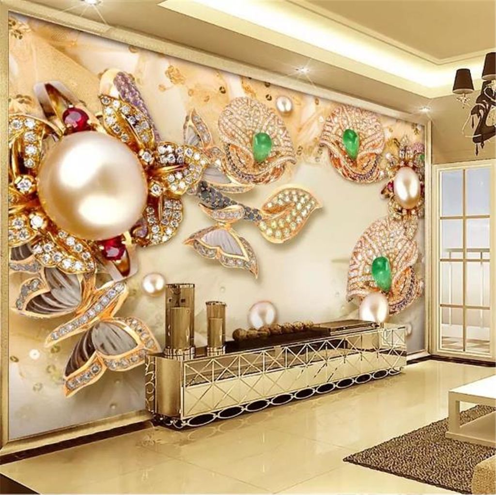 Custom Photo Wallpaper 3d Golden Glass Diamond Flower Jewelry Living Room Bedroom Background Wall Decoration Wallpaper Custom Photo Wallpaper 3d Golden Glass Diamond Flower Jewelry Living Room Bedroom Background Wall Decoration Wallpaper