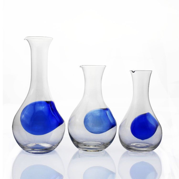 4x Glass Cold Sake Bottle w/ Ice Pocket Blue #GH11B S-2619x4 