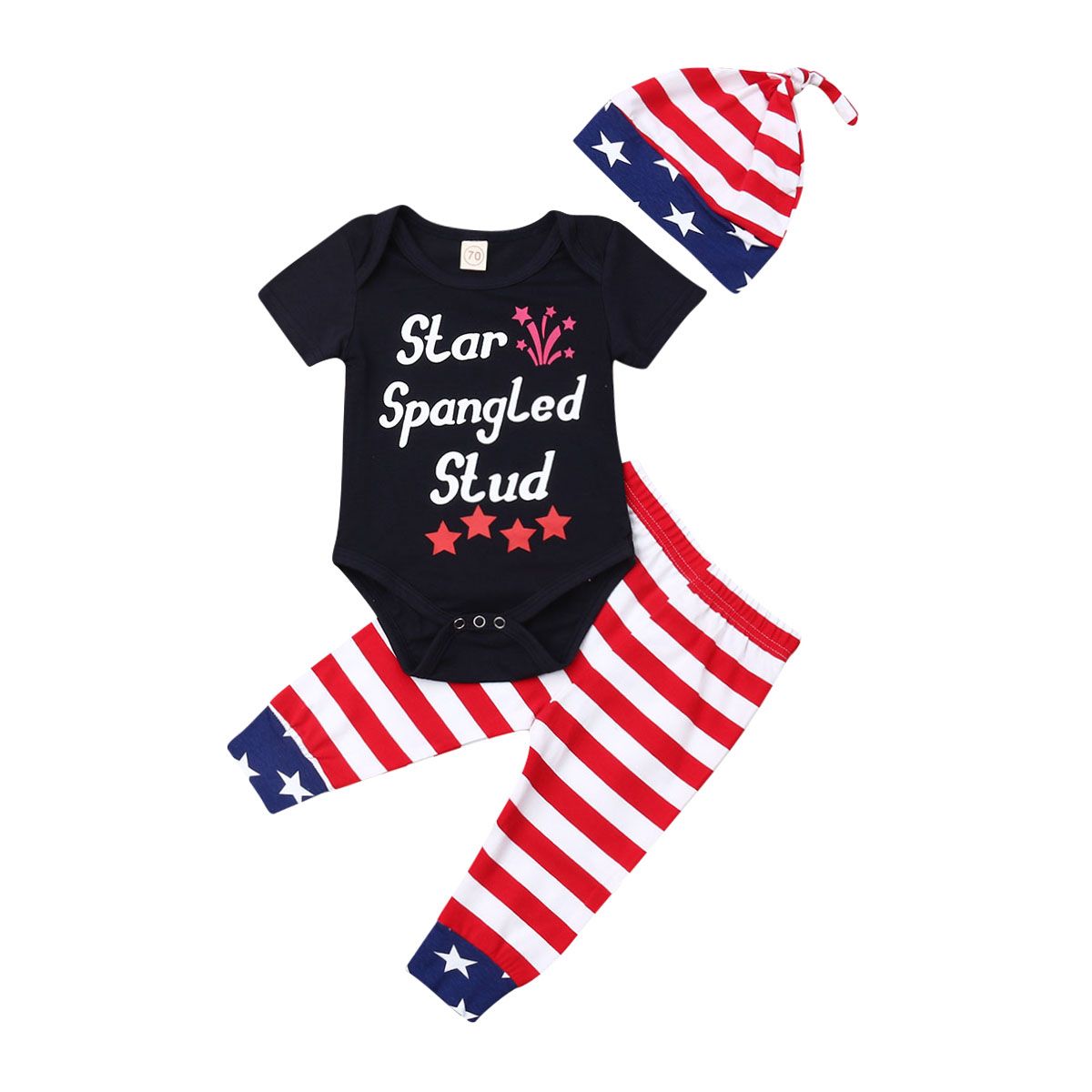 My First 4th of July Baby Boys US Flag Stars Stripes Romper Shorts