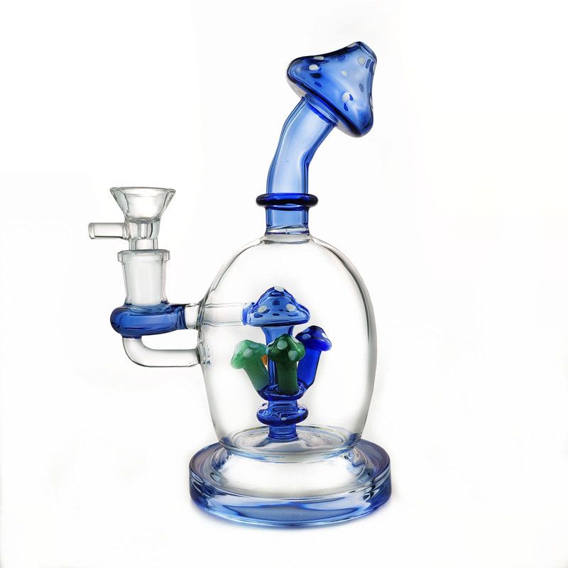 2021 8 Inch Mushroom Shape Glass Bongs Bent Water Bong Handmade Glass