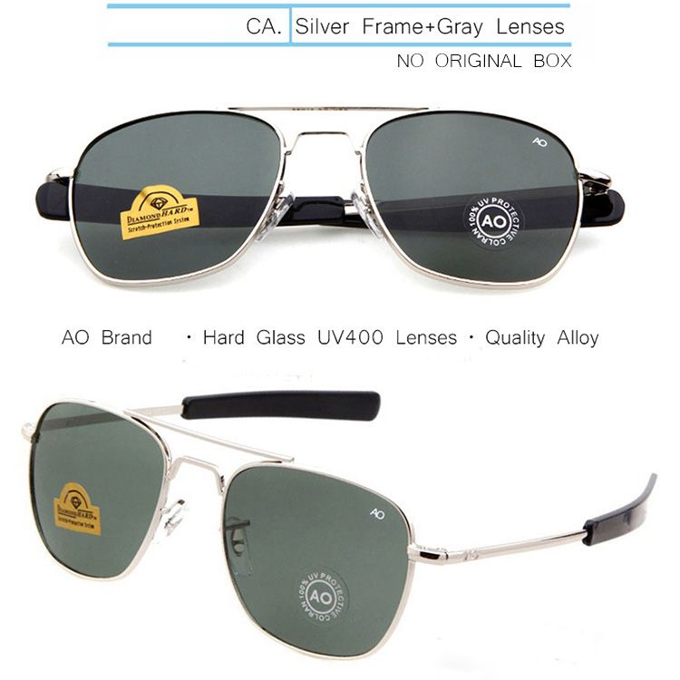 Gafas de sol de aviación para hombres AO57 militares del ejército americano gafas de sol  gafas de conducir de piloto  gafas de sol masculinas de moda   c5 sliver green 