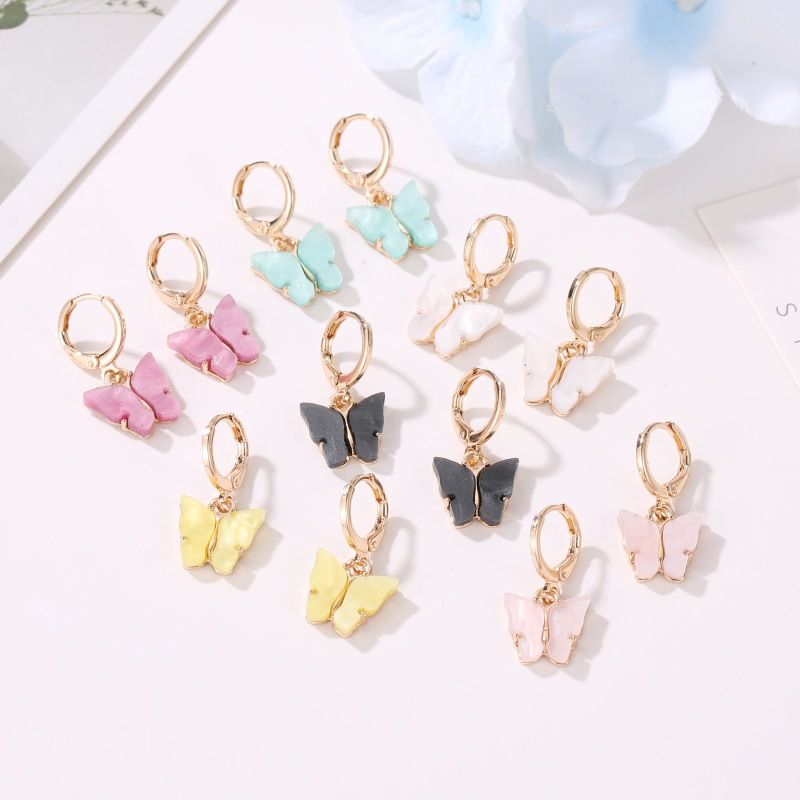 NOBRAND Pendientes Mujeres de la Muchacha de la Mariposa del oído joyería de los Pendientes de Postes de Acero de Titanio Animal Manera de la Personalidad Qiicong