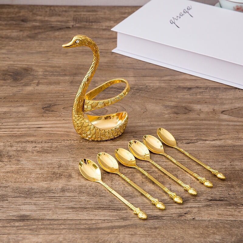 Gold swan spoon