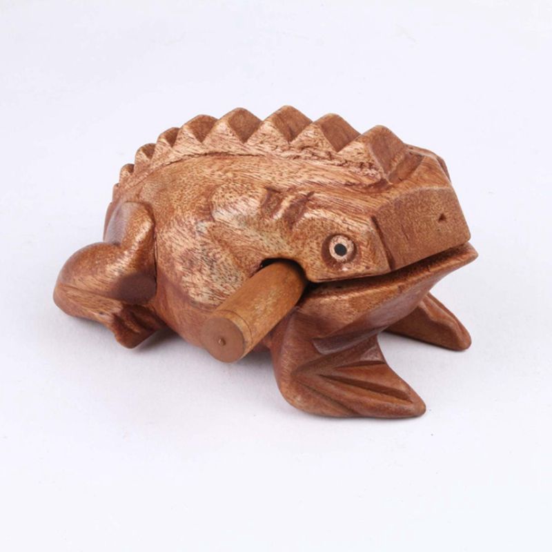 Cialde Frog Grenouille Porte-bonheur En Bois Thaïlandaise - 15,6cm - Instrument Musical Décoratif Grenouille Porte Bonheur Bois