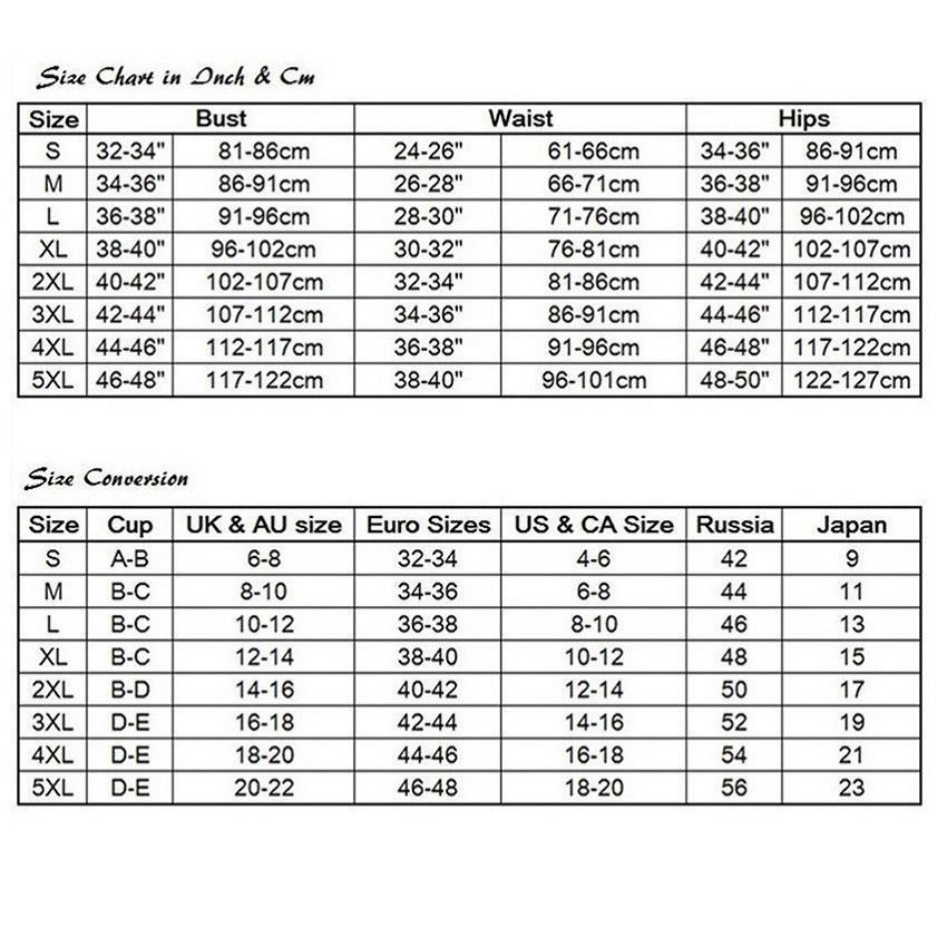 Size Chart For Women S Bathing Suits