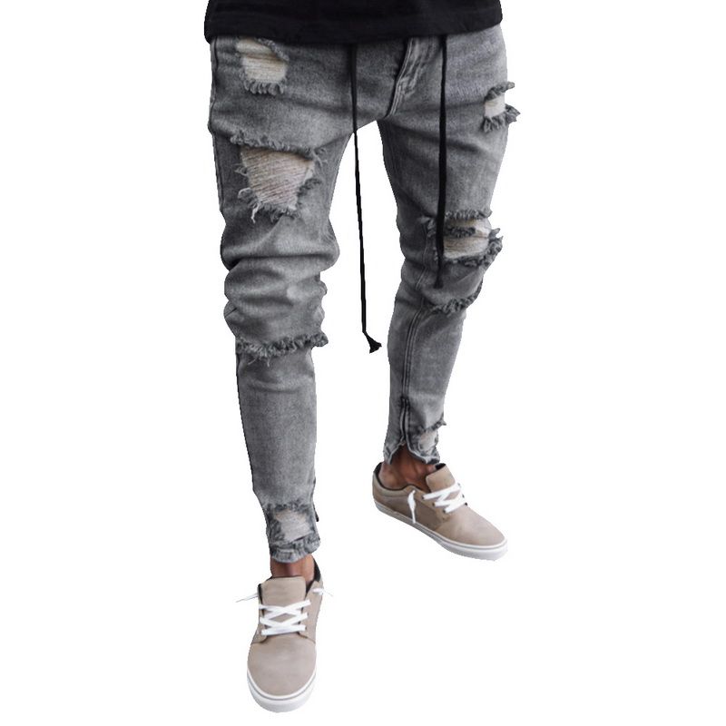 Pantalones Hombre High-end Stretch Nostalgic Hole Frayed S Pantalones Hombre High-end Stretch Nostalgic Hole Frayed S