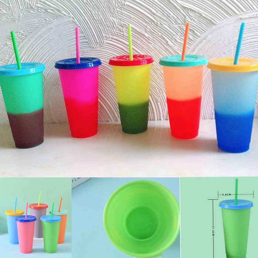 Color Changing Cup Plastic Temperature Change Color Colorful Cold Water