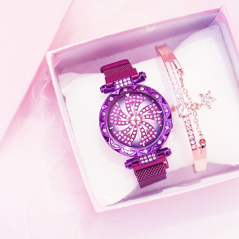 Hot Sale Women Magnet Buckle Lucky Flower Bracelet Watch Set Ladies Rhinestone Quartz Watches Automatic Watches Shoes Online Shopping From Desertrose 25 48 Dhgate Com