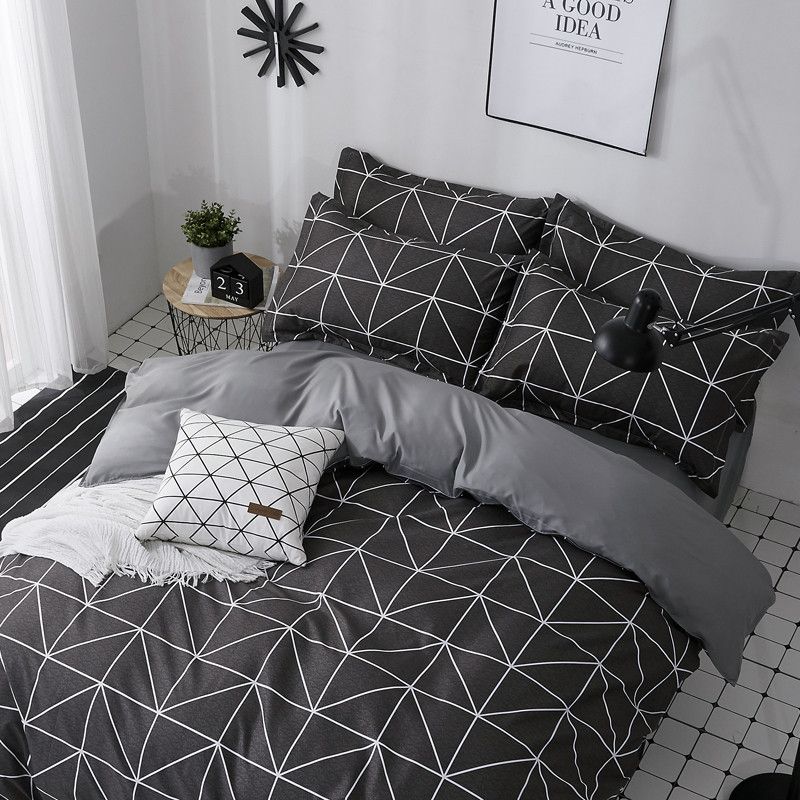 Black Rectangle Pattern Home Textile Bedding Sets Childrens