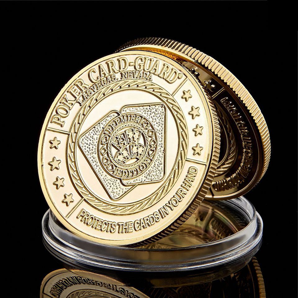 Metal Poker Guard Card Protector Coin Chip Gold Plated Commemorative Coin A 