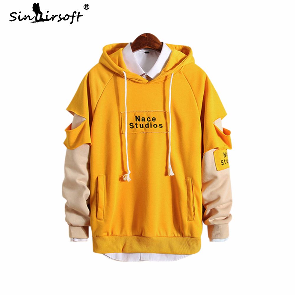 ripped embroidery hooded sweatsuit