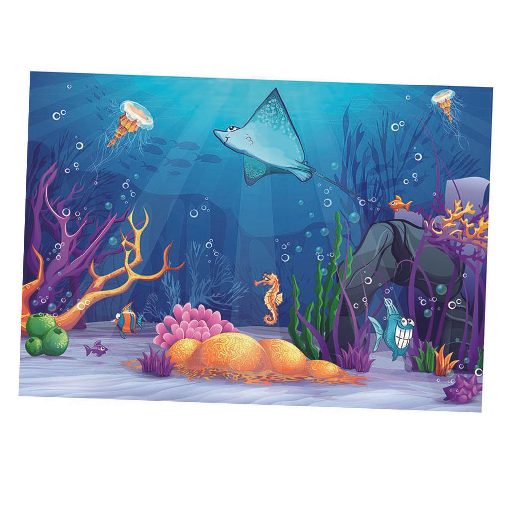 122 * 61cm Fish Tank Decorations Background Pictures Aquarium PVC Adhesive Poster Underwater Coral Backdrop Decoration Paper Cling Decals Sticker