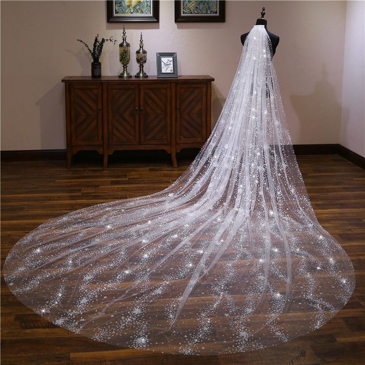 Acheter Voile De Mariée De Luxe Longue Traîne Cathédrale Train De La Mariée Longue 3m De Long Voile De La Tête De La Mariée En Vente Ivoire Avec