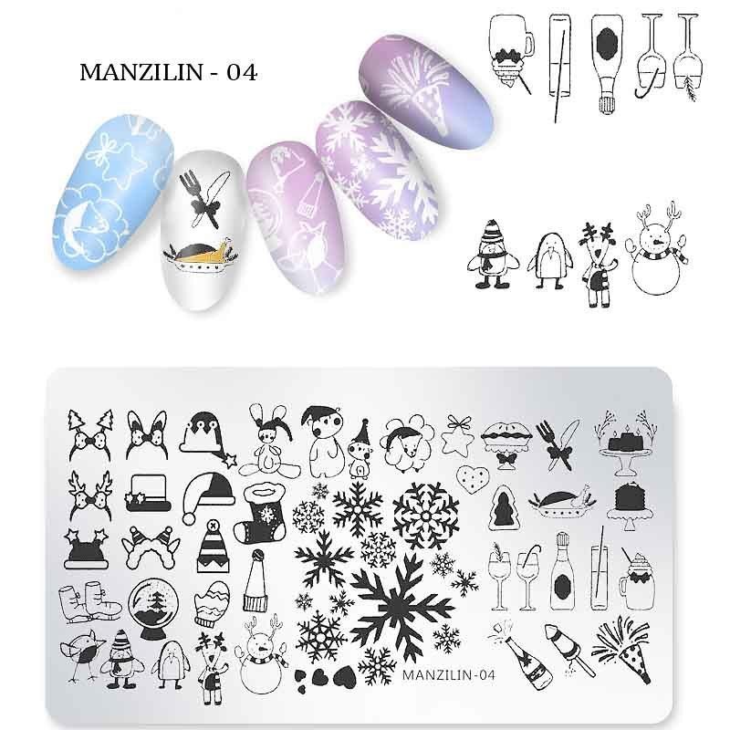 New Christmas Nail Stamping Plates Snowflakes Santa Claus Winter Nail