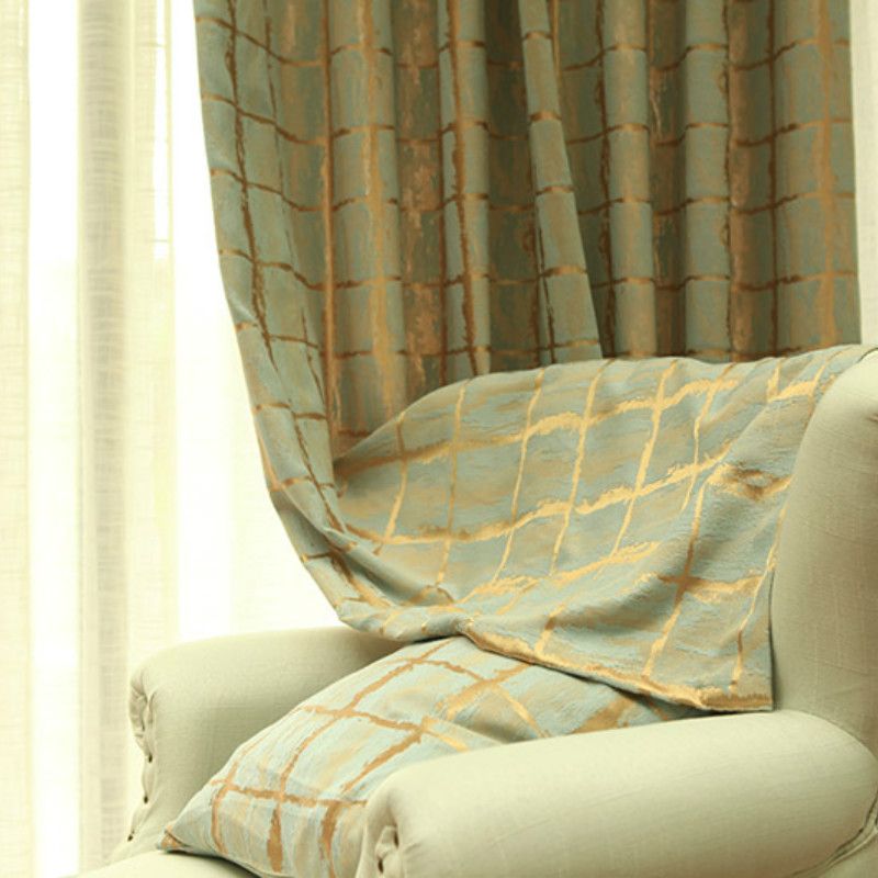 2019 Modern Geometric Jacquard Curtains For Living Room Flocked