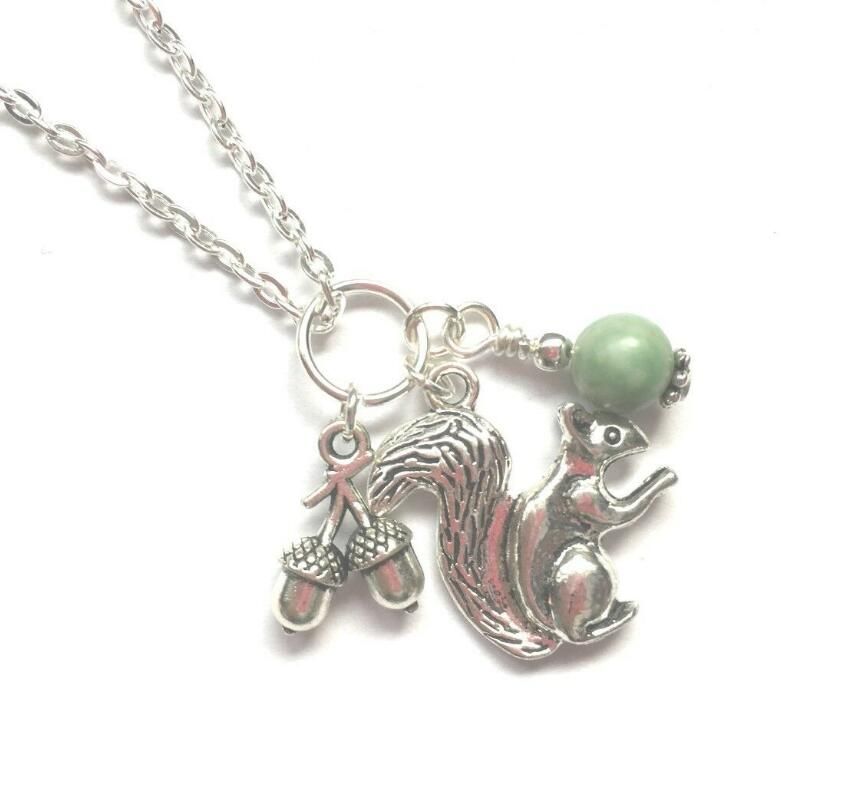 silver squirrel necklace