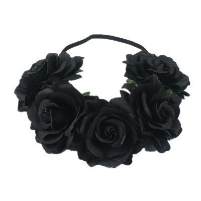black floral head crown