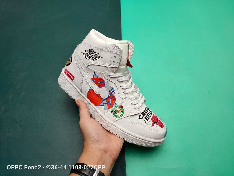 Acheter Pas Cher Nike Air Jordan 1 Haute Haute OG Peint Fille Mi Niveau  Chaussures De Basket Ball Bon Marché Dames Royales Blanc Noir Graffiti Mode  1s Du 74,3 € | Fr.Dhgate