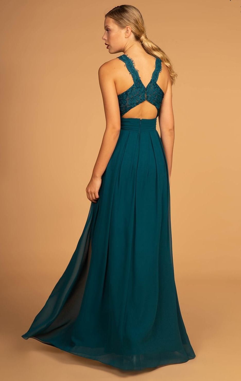 Sexy Teal Designer Lace Long Bridesmaid Dresses Cheap Halter