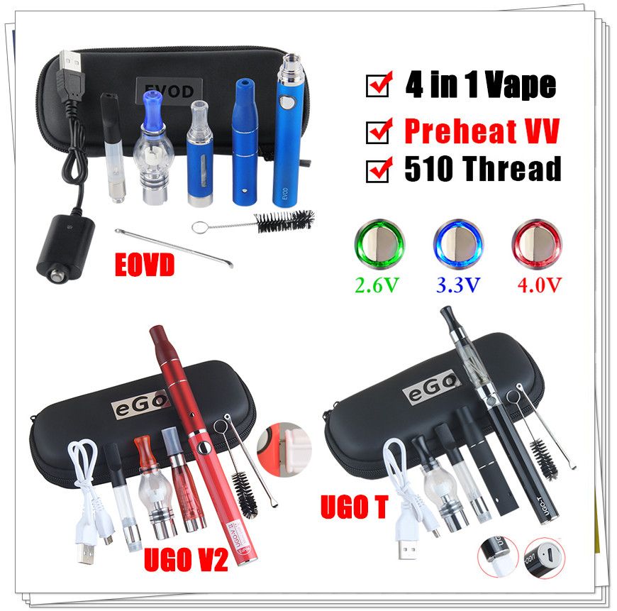 Dab Pen Wax Oil Vaporizer Cartridge EVod 4 In 1 Vape Dry Herbal 510