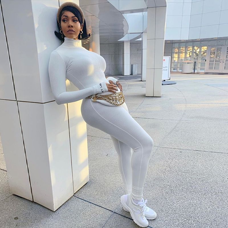 black long sleeve bodycon jumpsuit