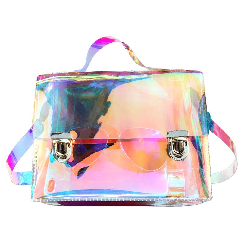 #Blue pequeño colores caramelo holográfico láser bandolera mensajero de PVC Mini bolso cruzado láser para mujer 