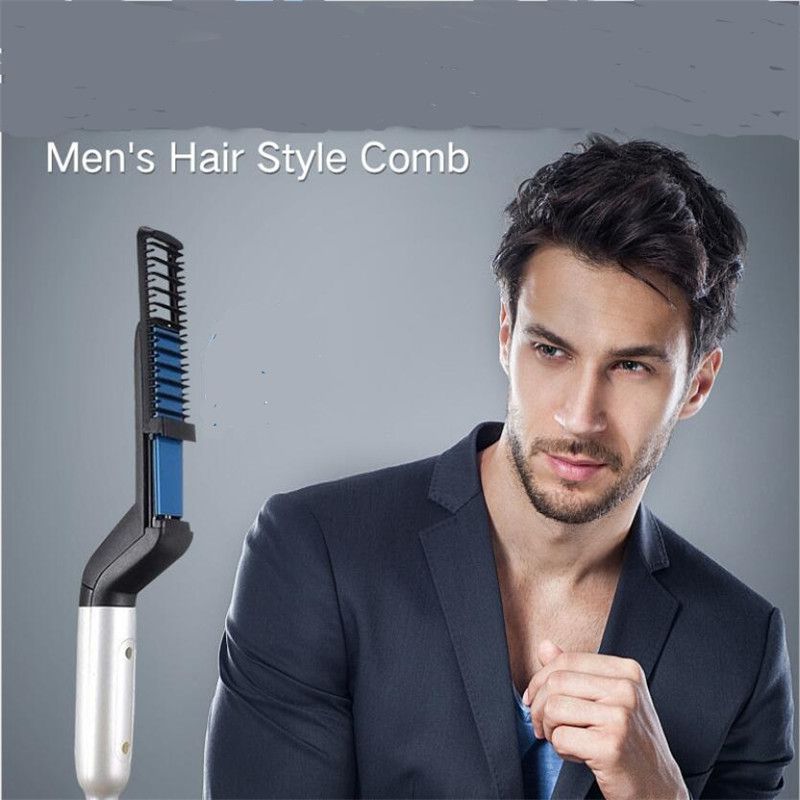 Electric Man Hair Straightener Comb Hairstyling Curler Men Hair