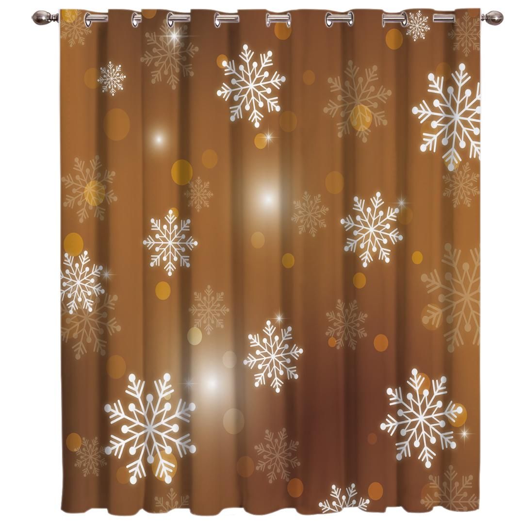 2019 Snow Flower Winter Christmas Room Curtains Large Window